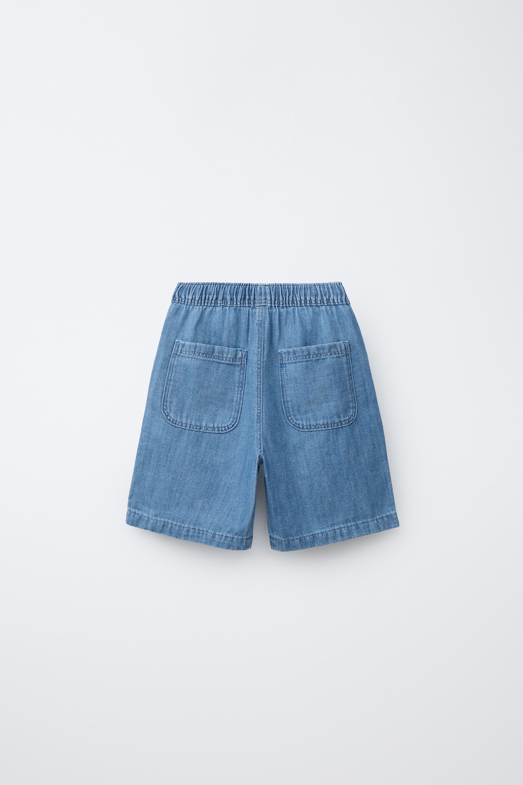 DENIM SHORTS WITH COTTON AND LINEN